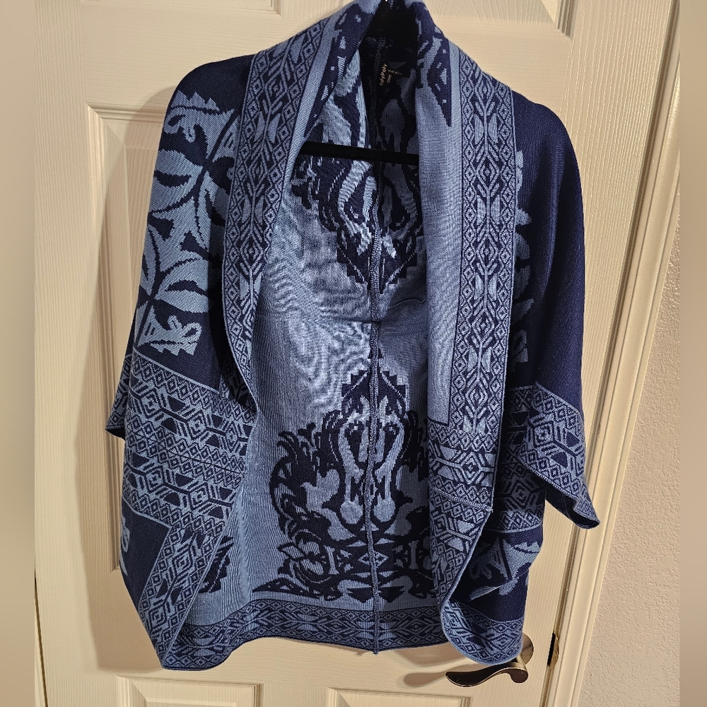 Elegant Navy and Light Blue Women's Poncho